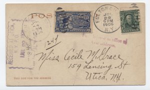 1906 Fulton Center NY to Utica special delivery postcard [6474]