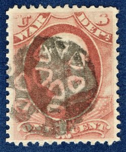 [sto095] 1879 Scott#O116 3¢  Rose red Superb Fancy cancel