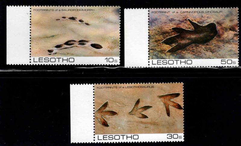 Lesotho  Scott 445-447 MNH** Dinosaur footprint  stamp set