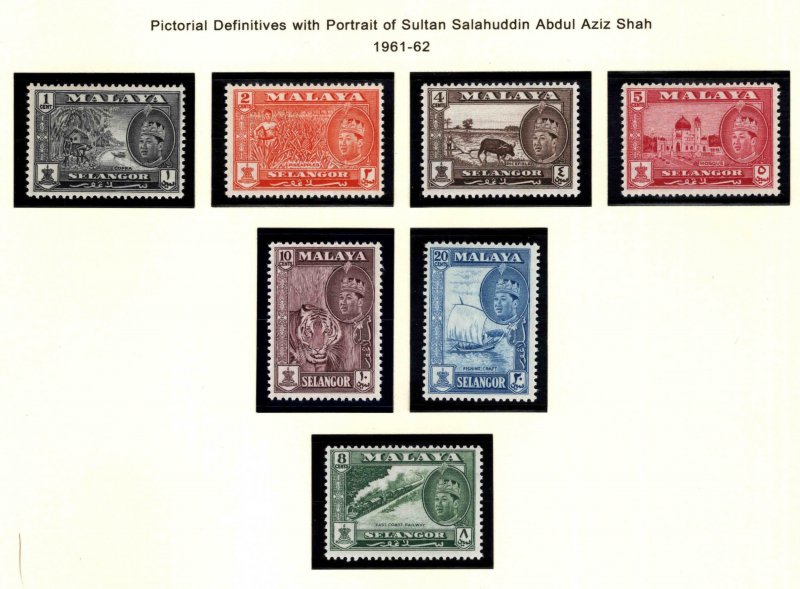 MALAYA-Selangor Scott 114-120 MH* 1961-1962 stamp set