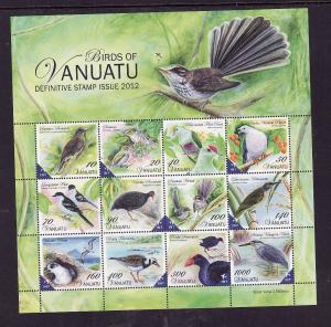 Vanuatu-Sc#1036a-Unused NH sheet-Birds-2012-