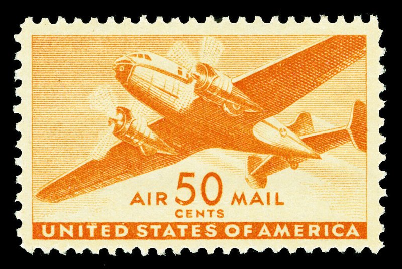 Scott C31 1941 50c Orange Transport Airmail Issue Mint VF OG NH Cat $11
