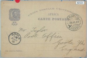 82121 - PORTUGAL Cabo Verde  -  POSTAL HISTORY -  STATIONERY  CARD  to GB  1901