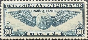 US #C24 30c Winged Globe Blue XF Mint NH