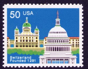 STAMP US SCOTT 2532 US Capitol & Swiss Federal Palace 50 CENT 1991 MNH