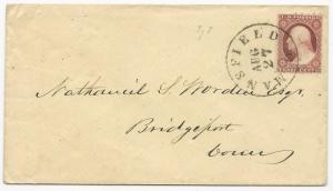 US 19th Century Cover Scott #25 Tied by Black CDS Mansfield, OH 185(8)