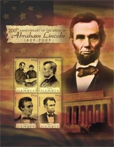 Gambia 2008 - Abraham Lincoln - Sheet of 4 stamps - Scott #3176 - MNH
