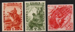 Tannu Tuva Sc #45-47 Mint Hinged Imperforate