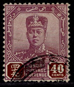 MALAYSIA - Johore GV SG118, 40c dull purple & brown, FINE USED. Cat £20.