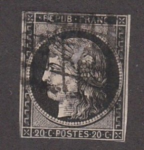 France # 3a, Ceres,  Used, 1/4 Cat