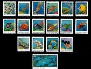 Marshall Islands 1988-89 - Tropical Fish Definitives - Set of 17v - 168-84 - MNH