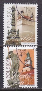 Poland 2008 Sc 3901-2 Raciborz Tower Jelenia Gora Town Hall Fountain Stamp CTO