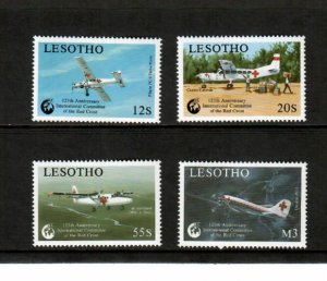 Lesotho 1988 - Red cross Aircraft - Set of 4 Stamps - Scott #695-8 - MNH