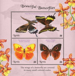 Nevis 2018 - Beautiful Butterflies - Sheet of 3v - Scott 1977 - MNH 