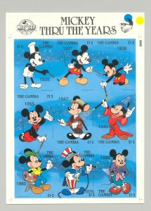 Gambia #814 Disney, Mickey 60th Anniversary 1v M/S of 9 Imperf Chromalin Proof