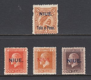 Niue Sc 10, 22, 24, 24 MLH. 1903-17 issues, 4 different, fresh, bright, F-VF.