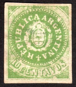 1862, Argentina, 10c, Used, Sc 6