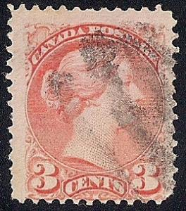 Canada #37 3 cent SUPER FANCY CANCEL  Stamp used AVG