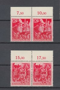 WWII Nazi Last Stamps Issued SS/SA Troops Full Set in Pairs x2 Mi 909/910 MNH