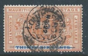 Mauritius #114 Used Diamond Jubilee Issue Surcharged