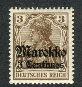 GERMAN COLONIES; MOROCCO 1911 early surcharged Mint hinged 3c. value