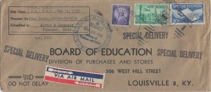 Windsor, Ct to Louisville, Ky 1955 Airmail Special Delivery. 3c Liberty (55436)