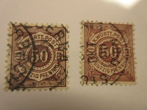 German States WURTTEMBERG Scott 68, 68a USED Lot11 Cat $65.95