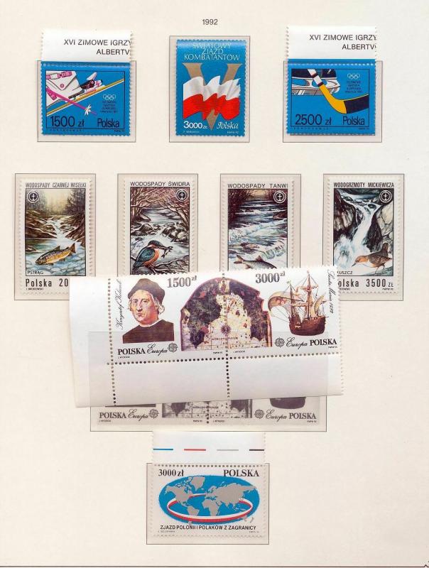 POLAND 1992 Art Pope Sport MNH+Sheets (Appx 50) (St 572