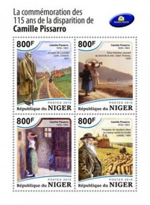 Niger - 2018 Artist Camille Pissarro - 4 Stamp Sheet - NIG18507a