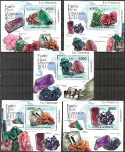 {438} Comoros 2011 Minerals I 5 S/S Deluxe MNH**