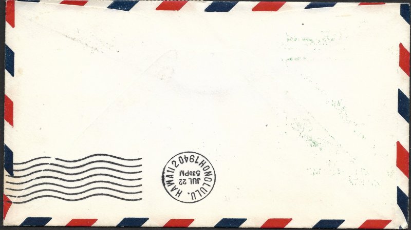 Doyle's_Stamps: Superb First Flight Cover New Caledonia to USA (Honolulu, HI)