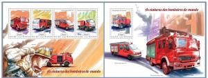 GUINEA BISSAU 2014 2 SHEETS gb14704ab FIRE ENGINES POMPIERS