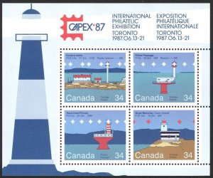 Canada Sc# 1066b MNH Souvenir Sheet 1985 34c Canadian Lighthouses