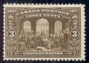 CANADA #135, 3¢ brown Confederation, og, LH, VF, Scott $47.50