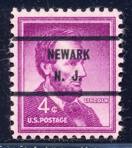 Newark NJ, 1036-71 Bureau Precancel, 4¢ Lincoln