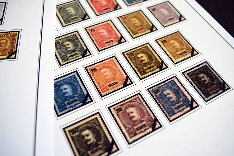 COLOR PRINTED INSULAR PORTUGAL 1892-1905 STAMP ALBUM PAGES (9 illustrated pages)