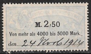 GERMANY 1907 2,50m Wmkd Bill of Exchange Revenue Erler No. AJ147 Used