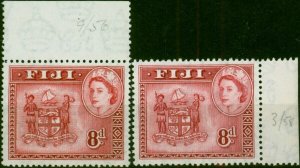 Fiji 1954-58 8d Both Shades SG288 & 288a Fine MNH