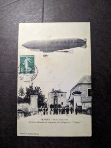 1936 France Zeppelin Postcard RPPC Cover Verdun to Paris