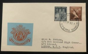 1953 Apia Western Samoa First Day Cover QE2 Queen Elizabeth coronation To UK B