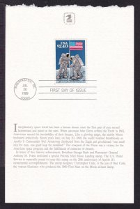 1989 Moon Landing Priority Mail $2.40 Sc 2419 USPS deckle edge card 5X9