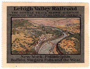 1930's US Poster Stamp Lehigh Valley Pacific Railroad Double Track Sceni...