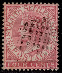 MALAYSIA - Straits Settlements QV SG51, 4c rose, USED. Cat £19.