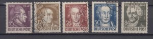 J39110 jlstamps, 1949 germany DDR set used #10nb6-10 famous people