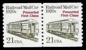 PCBstamps  US #2265 Coil Pair (=) 42c(2x21c)R.R. Mail Car, MNH, (5)