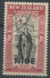 Niue Sc#93 Used, 8p brn lake & blk, Peace and Victory (1946)