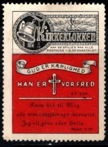 Vintage Denmark Poster Stamp Kirkeklokken (Church Bell) Bible Publication