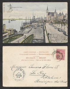 SE)1904 BELGIUM POSTCARD STEEN CASTLE, ANTWERP OF BELGIUM, LEOPOLD II,