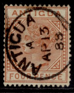 ANTIGUA QV SG28, 4d chestnut, FINE USED. CDS 