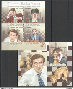 2013 S. Tome & Principe Sport Chess Champion Fischer Kb+Bl ** Stamps St1821